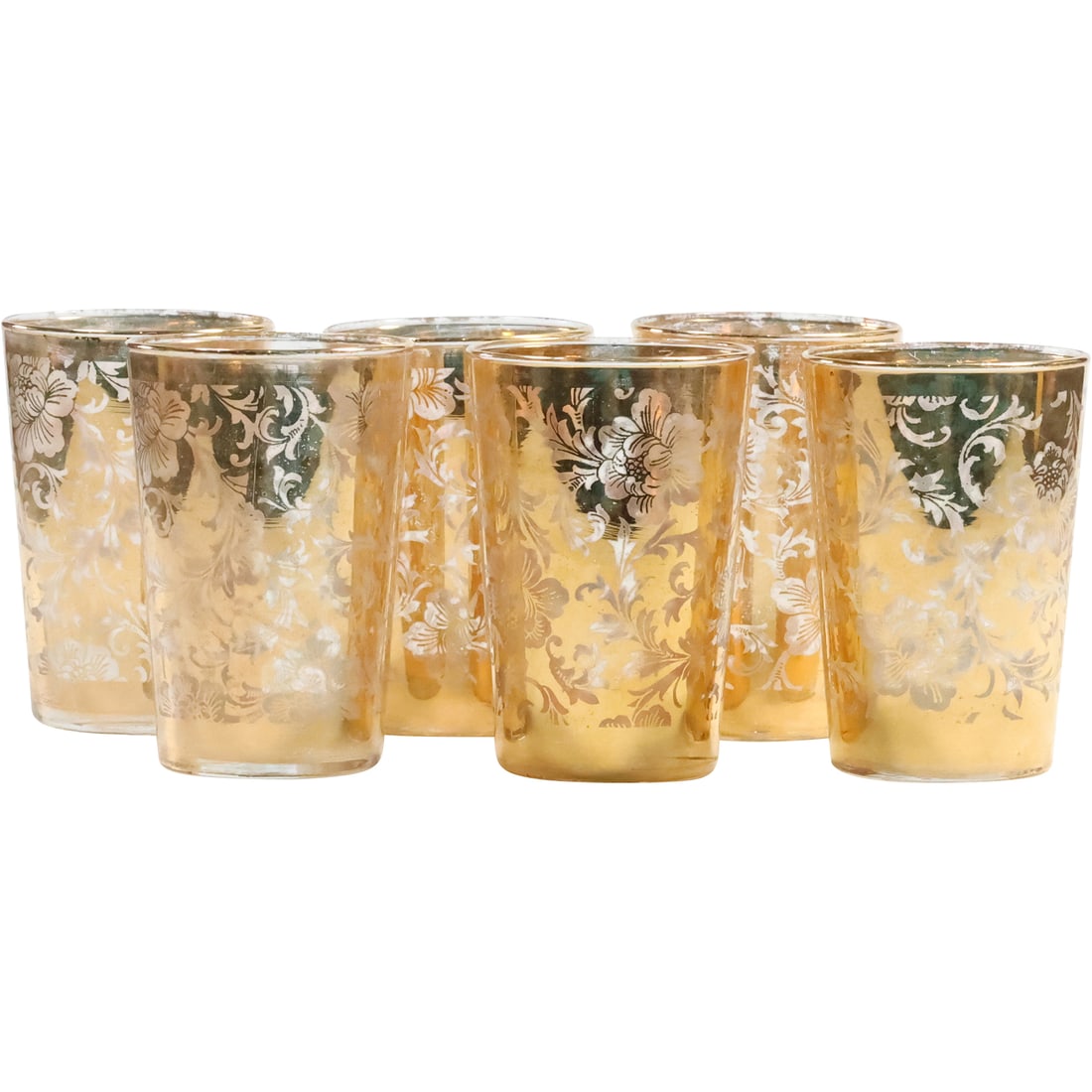 [6] Cocktail Glasses Gold Decorated with Flowers (1 of 7)