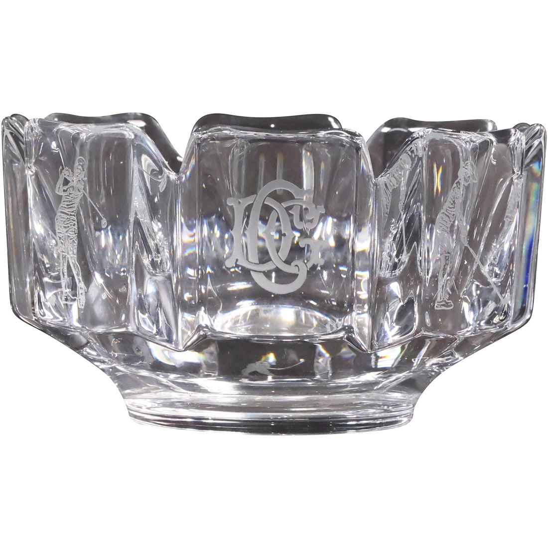 Monogrammed Orrefors Sweden Corona Crystal Glass Bowl 7.25 in. diameter: Monogrammed Orrefors Sweden Corona Crystal Glass Bowl size: 4 x 7.25