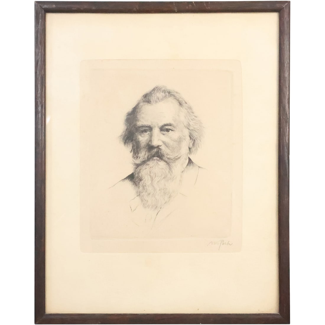 Signed W Park; Engraving Portrait of Johannes Brahms, German Composer (1 of 10)