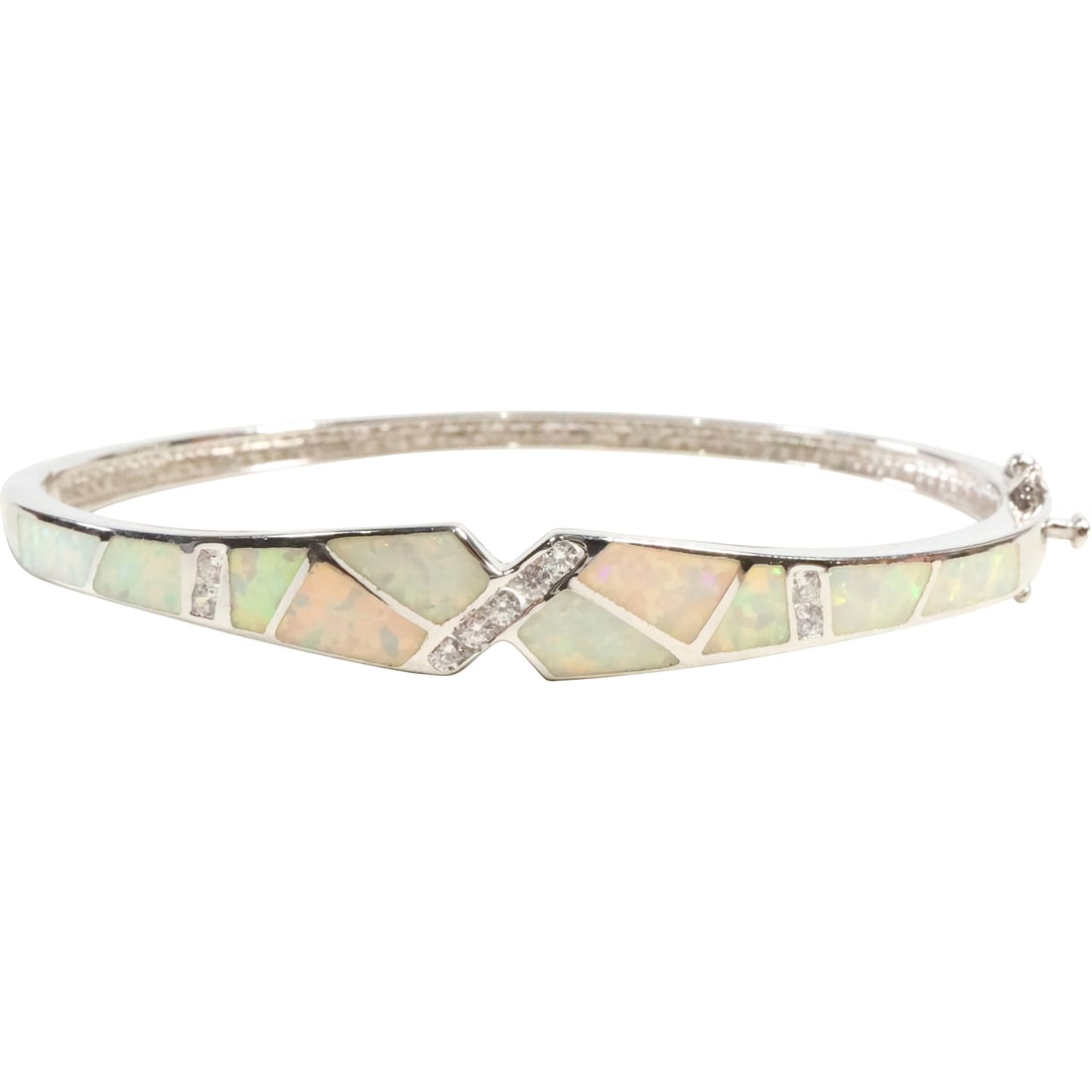 .925 Sterling Silver with Opals and CZ Bracelet 2 3/4 in. x 2 1/2 in. (1 of 12)