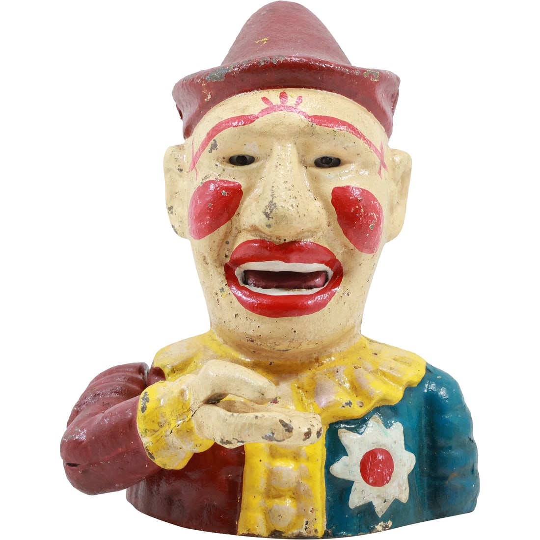 Novelty Cast Iron Humpty Dumpty Jester Clown Mechanical Bank in Original Paint Finish (1 of 17)