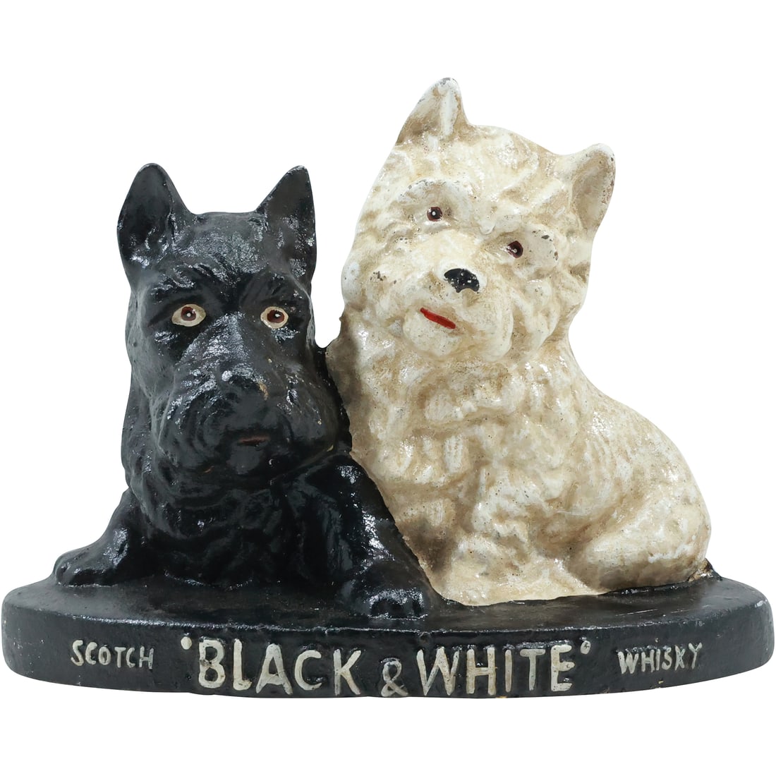 Pair of Black & White Scotch Whisky Dogs Doorstop: Pair of Black & White Scotch Whisky Dogs Doorstop size: 8x10.5
