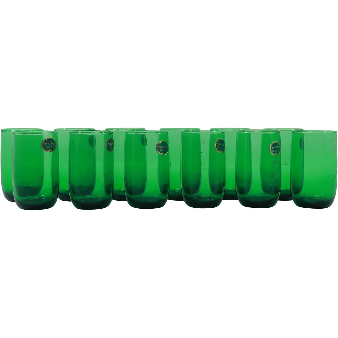 [12] Anchor Glass Forest Green Tumblers, Original Label: [12] Anchor Glass Forest Green Tumblers, Original Label. size: 4.25x2.5