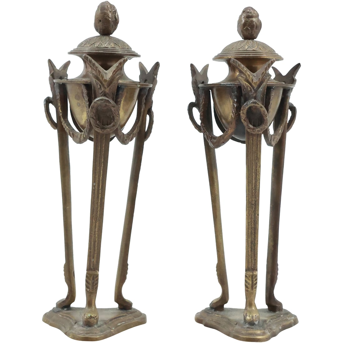 2 Bronze Renaissance Revival Garniture Candleholders 8 inches height: 2 Bronze Renaissance Revival Garniture Candleholders 8 inches height. size: 8x3