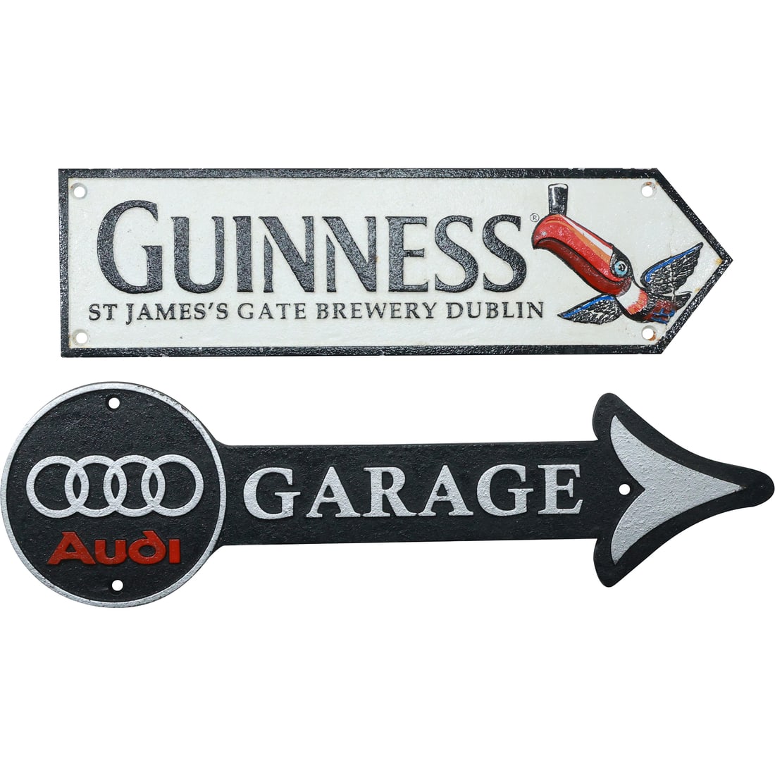 [2] Novelty Cast Iron Signs: Guinness Brewery and Audi Garage (1 of 19)