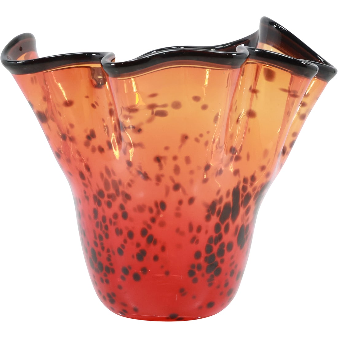 signed Jacob Studio Art Glass Orange Vase 8 in. height x 9 in. wide (1 of 19)