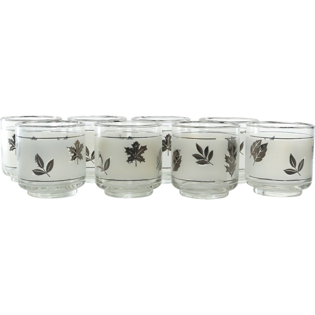 Set of 8 Libbey Glass Company Silver Leaf Frosted Shot Glasses (1 of 15)