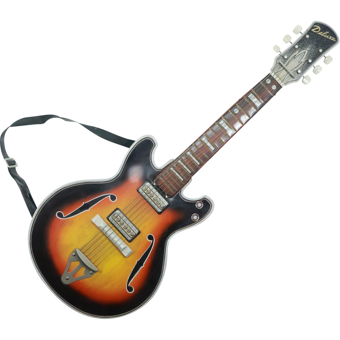 Vintage Child's Toy Electric Type DELUXE Guitar 6 Strings with Partial Original Box 28 in. length (1 of 20)