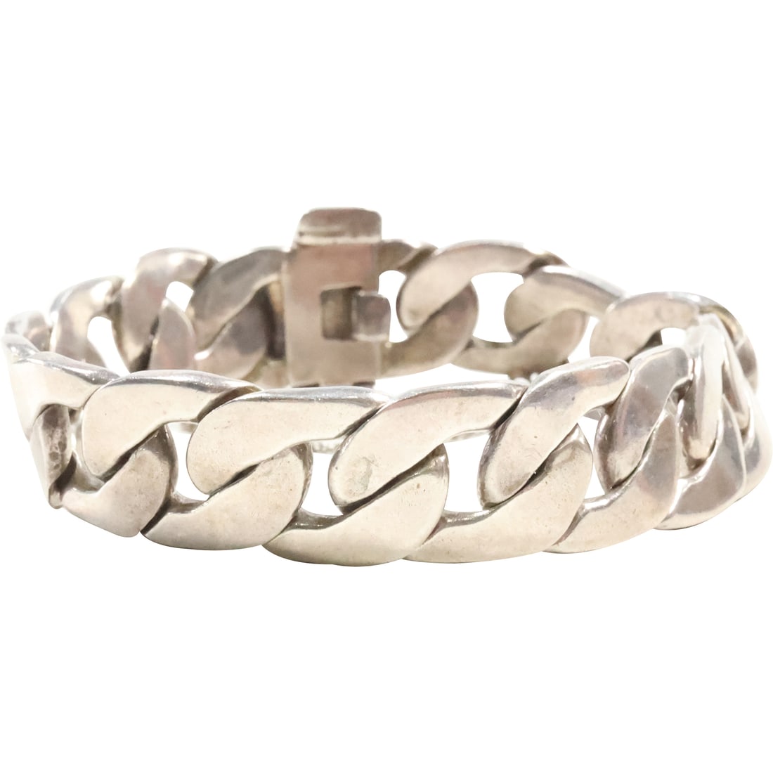 marked Inger K Sterling Silver .925 Heavy Link Bracelet weighs 56.9  grams, 8 in. x 1/2 in. (1 of 16)