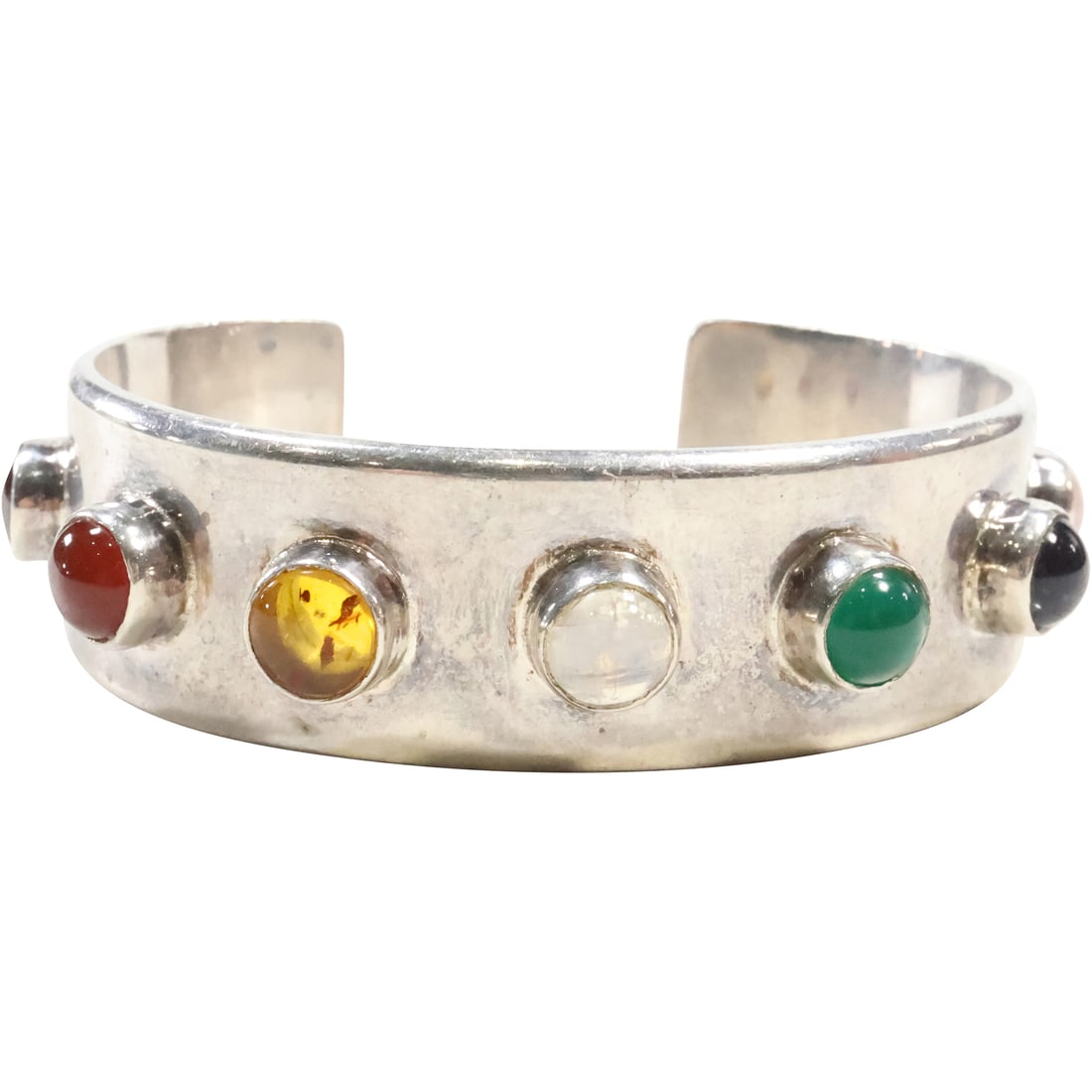 .925 Sterling Silver Garnet, Ruby, Citrine, Emerald, Blue Amethyst Designer Bracelet weighs 72 grams (1 of 18)