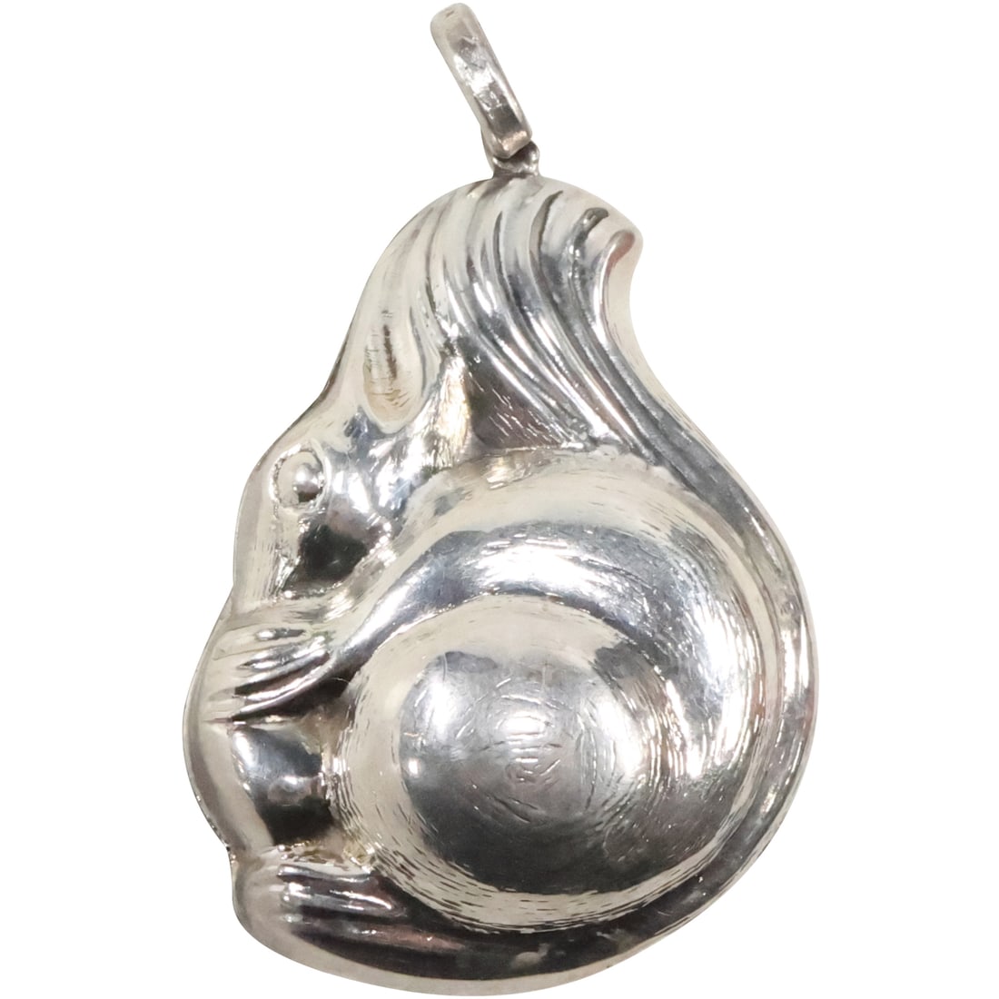 Sterling Silver Squirrel with Nut Rattle Pendant 2 1/2 in. x 1 1/2 in. (1 of 16)