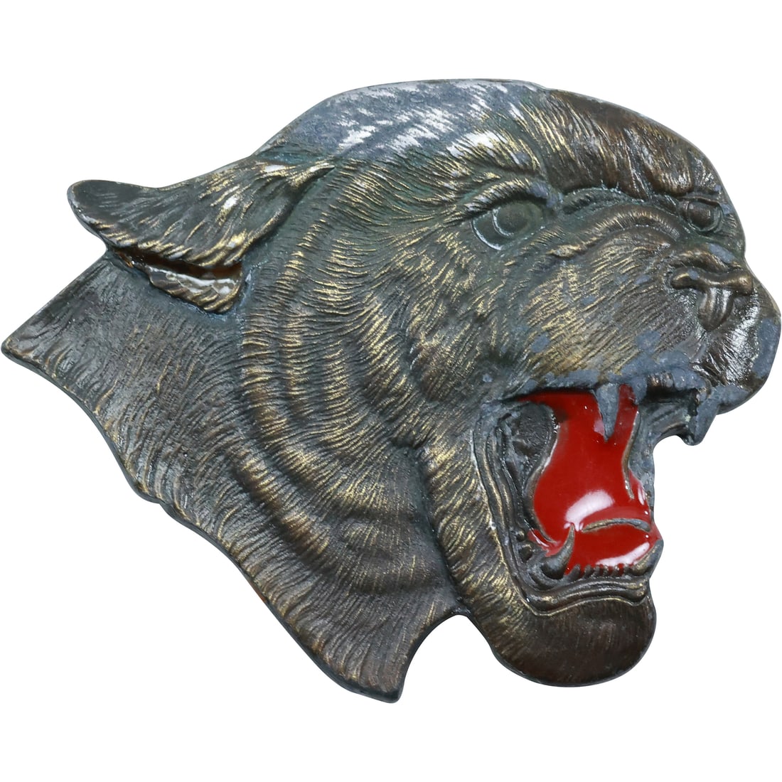 1977 Bergamot Brass Works Tiger Belt Buckle 4 in. x 3.25 in.: 1977 Bergamot Brass Works Tiger Belt Buckle 4 in. x 3.25 in.