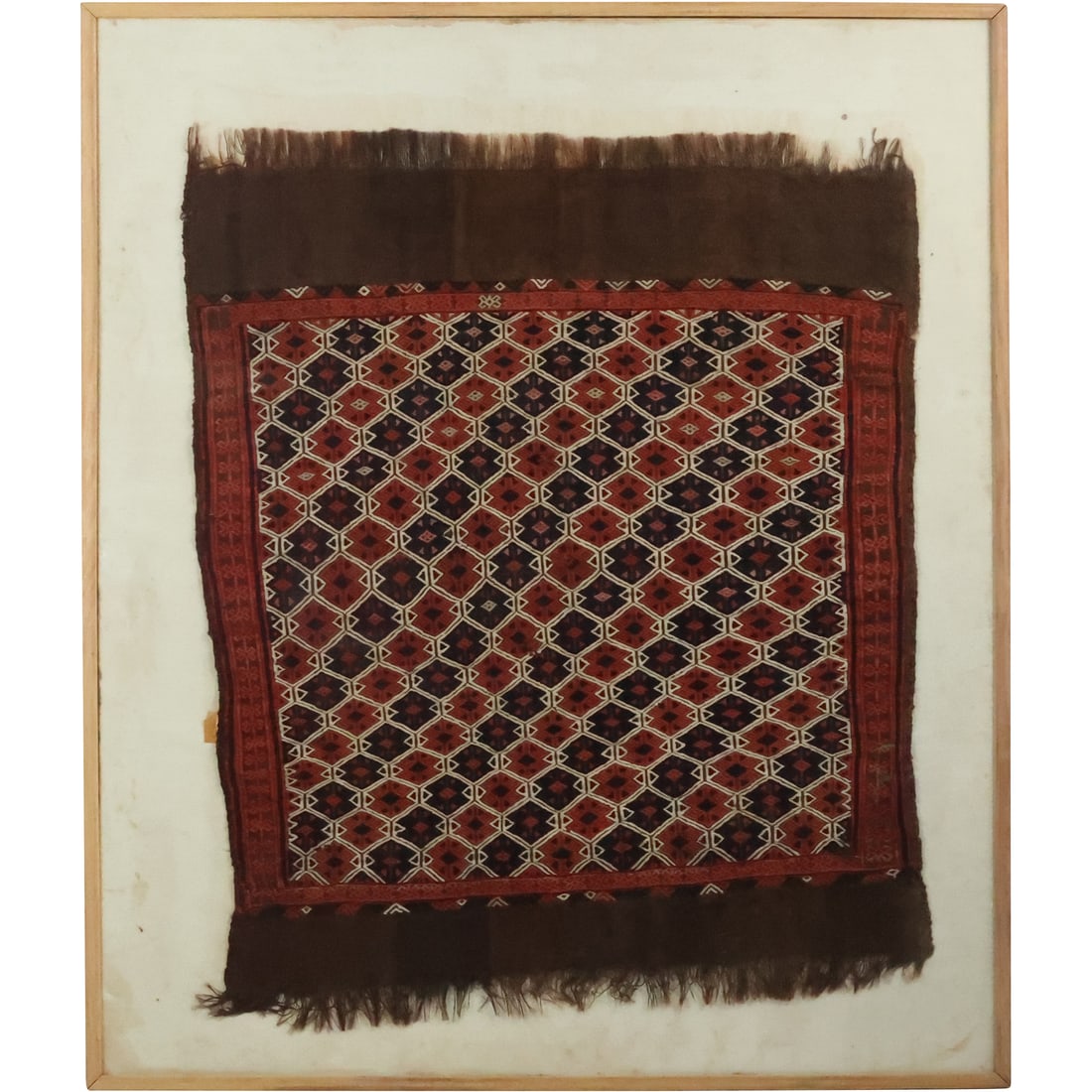 Antique Framed Kilim Nomadic Pattern Hand Knotted Wool Scatter Rug 36 in. x 28 in. (1 of 20)