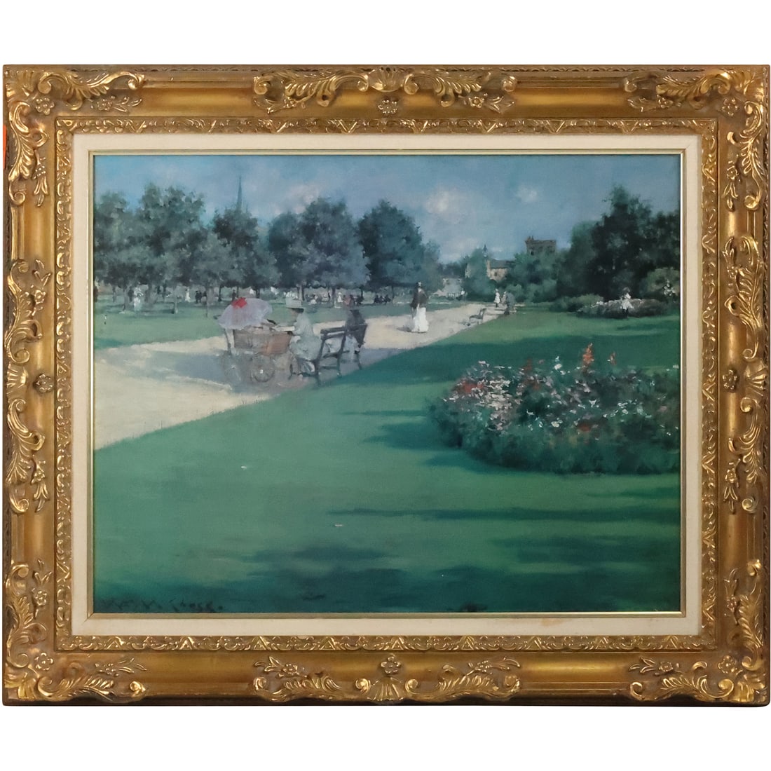 Willian Merritt Chase, PARK SCENE WITH FIGURES Museum Print Framed (1 of 18)