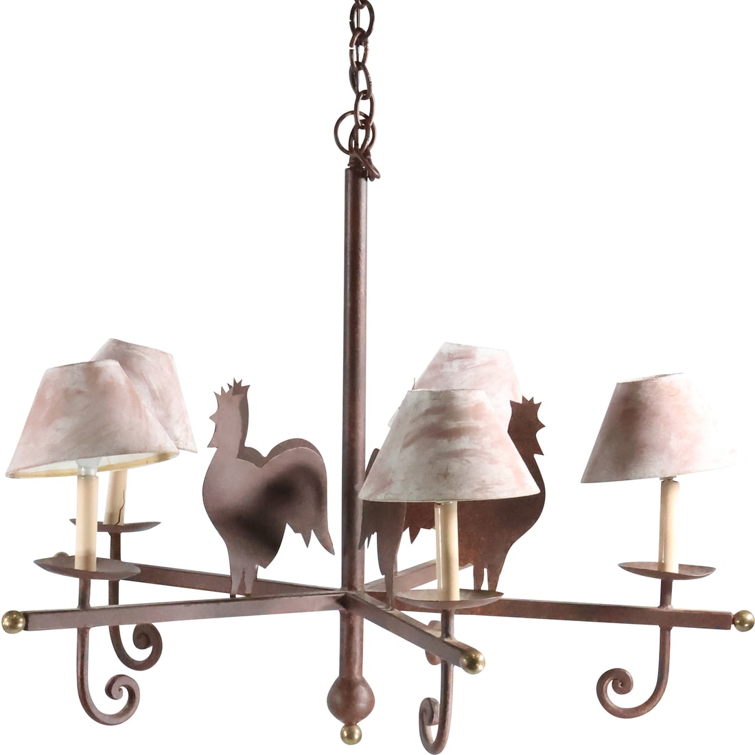 Contemporary Folky Country ROOSTERS Figurative Hanging Chandelier 33 in. diameter: Contemporary Folky Country ROOSTERS Figurative Hanging Chandelier 33 in. diameter. size: 28.5 x 33 x 33