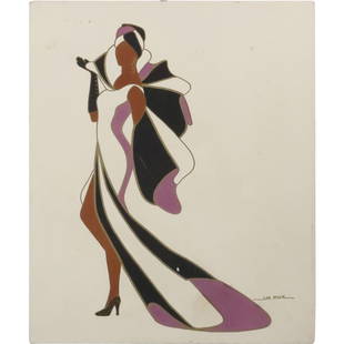 June Marie, Oil on Canvas Painting, African American Fashion Woman, Signed: June Marie, Oil on Canvas Painting, African American Fashion Woman, Signed. size: 24 x 20