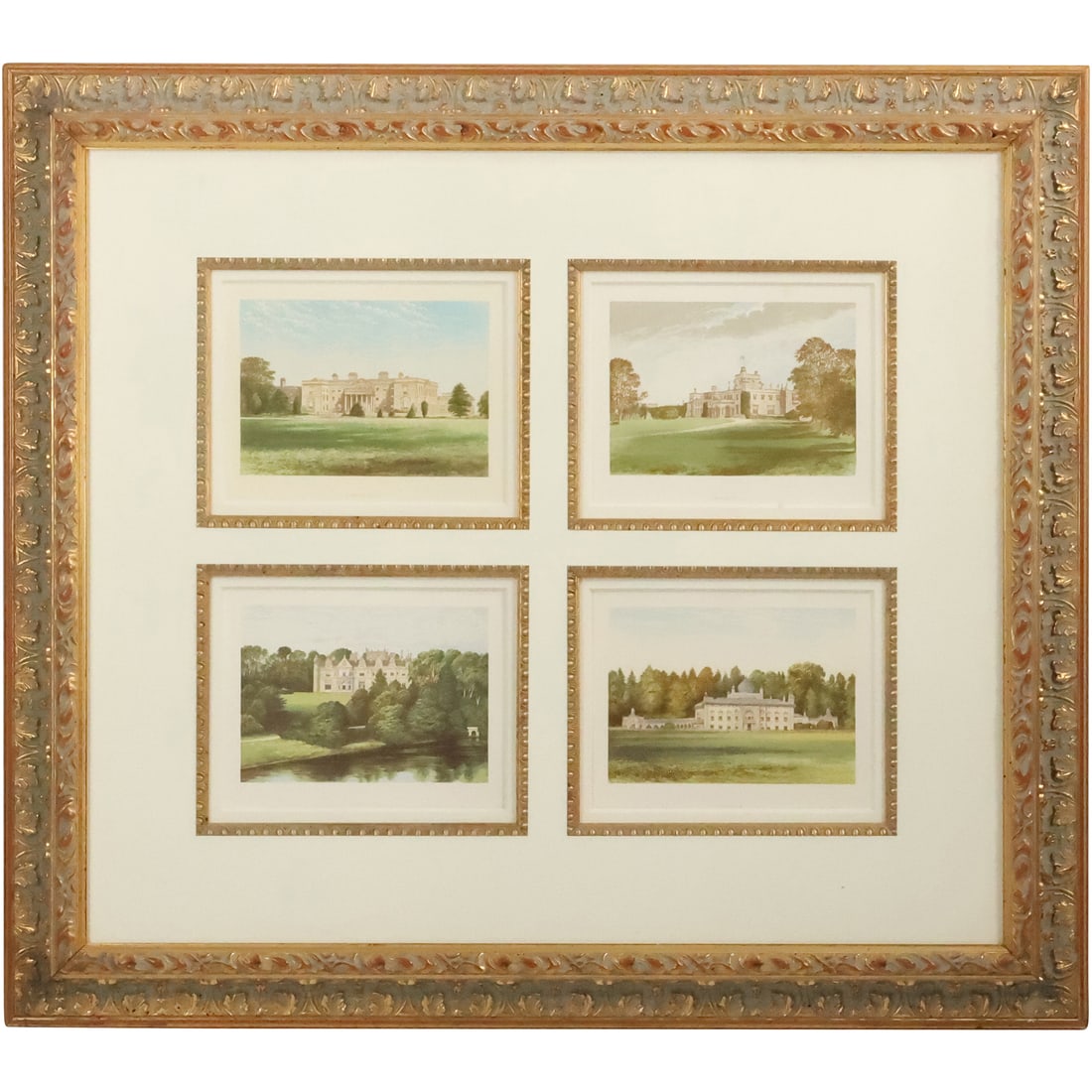 Framed Four Historical Buildings Colored Prints in One Frame: Gopsal Hall, Moreton Hall, Knele (1 of 14)