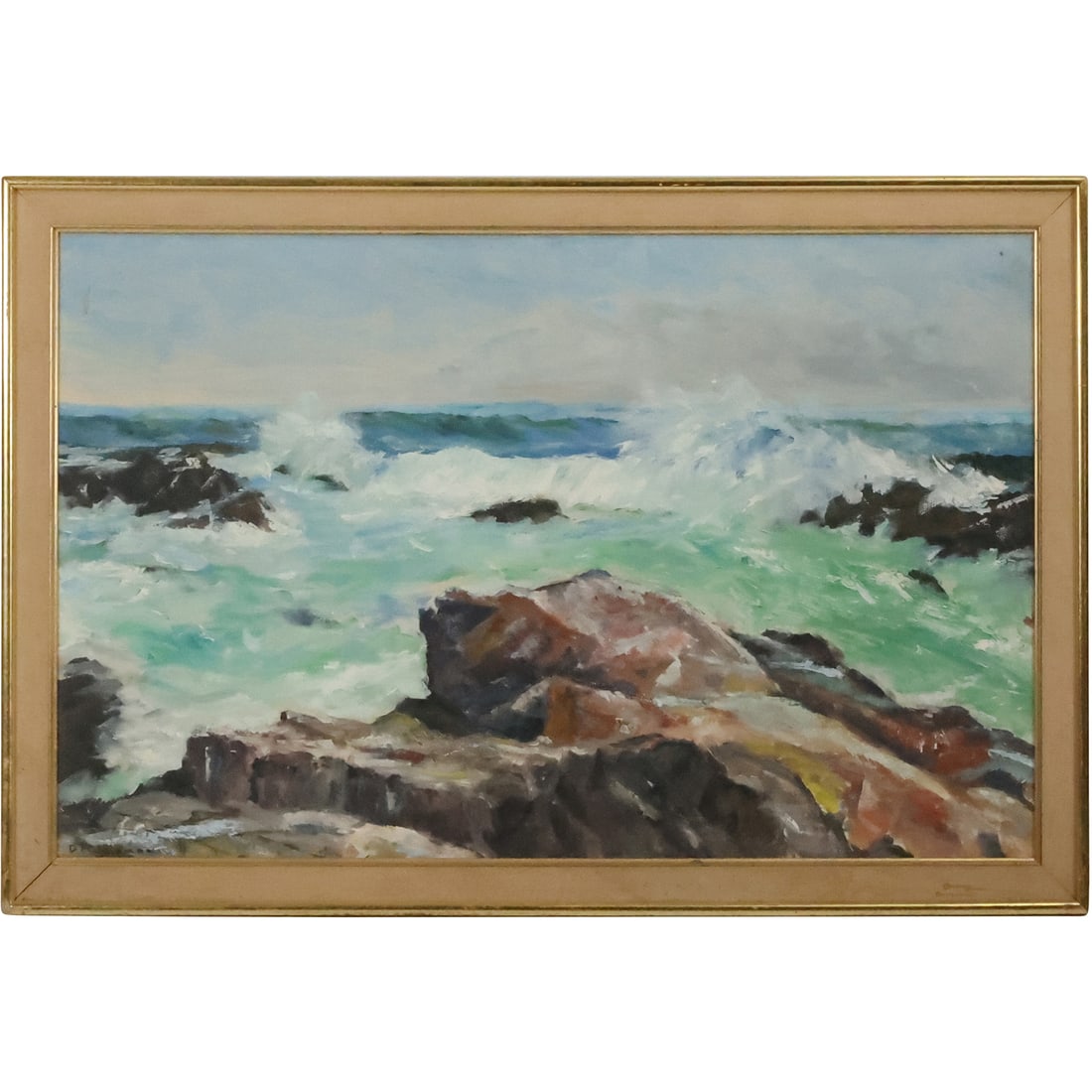 D F Chapman, Oil on Canvas Painting, Coastal Seascape Crashing Waves, Signed & Framed (1 of 20)