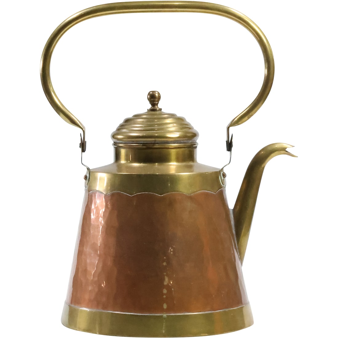 Brass Bound Hand Hammered Copper Kettle 12.5 inches height x 10 in. wide (1 of 14)