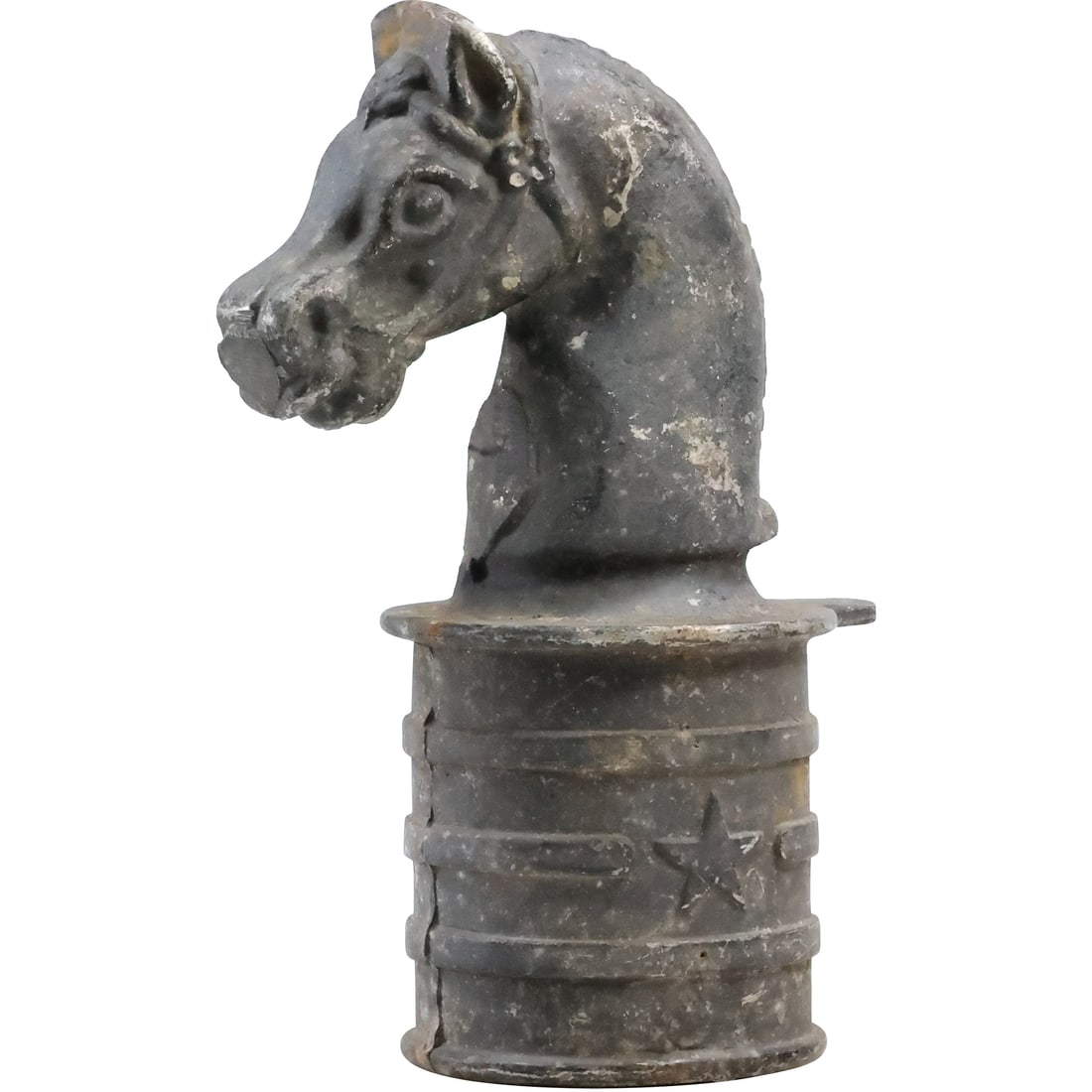 19th C. American Folk Art Cast Iron Horse Head Post Top with "Star" on Post Base 11.5 in. height (1 of 13)