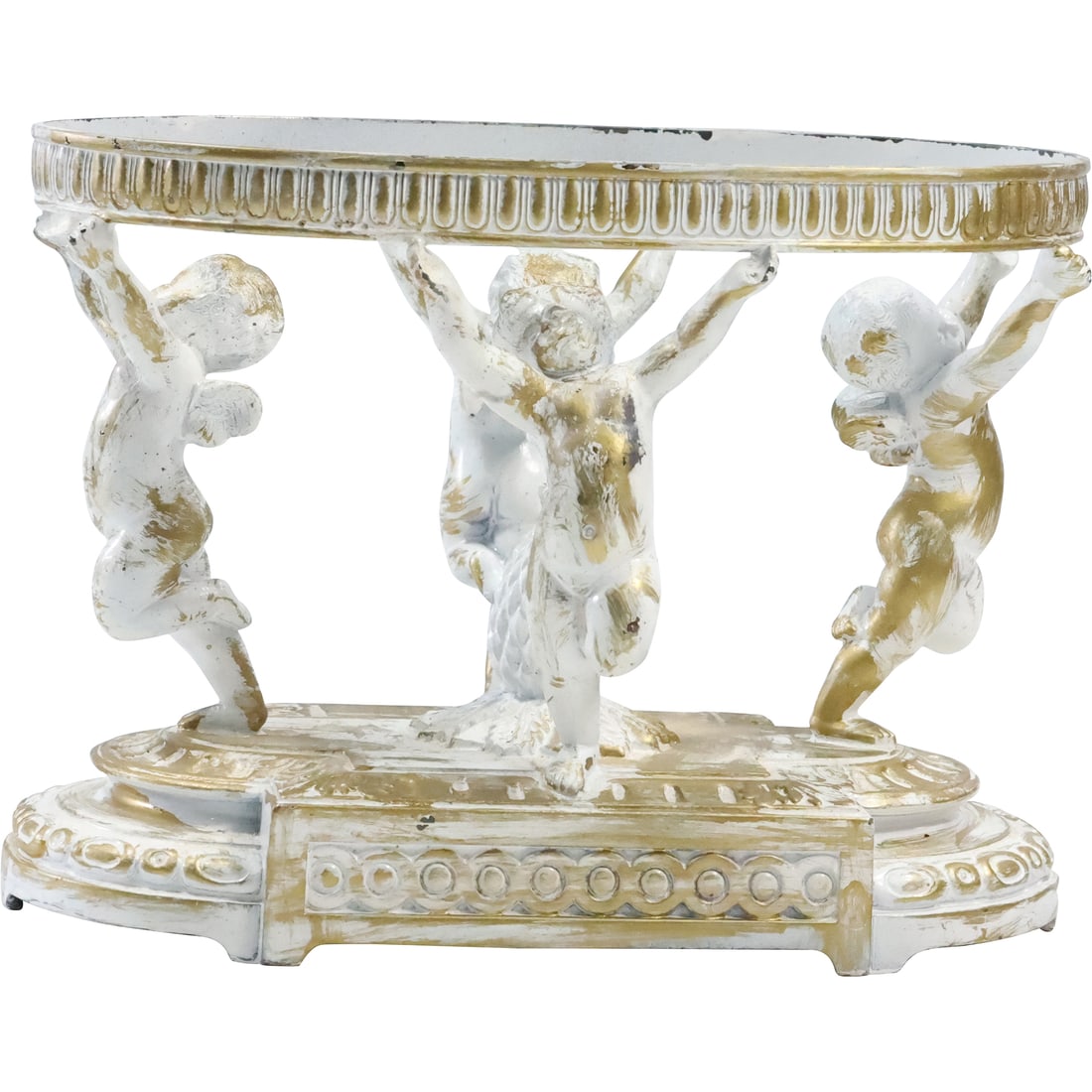 Signed PAIRPOINT Silver Plate 4 Cherubs Holding Base for a Center Bowl, Painted finish (1 of 20)