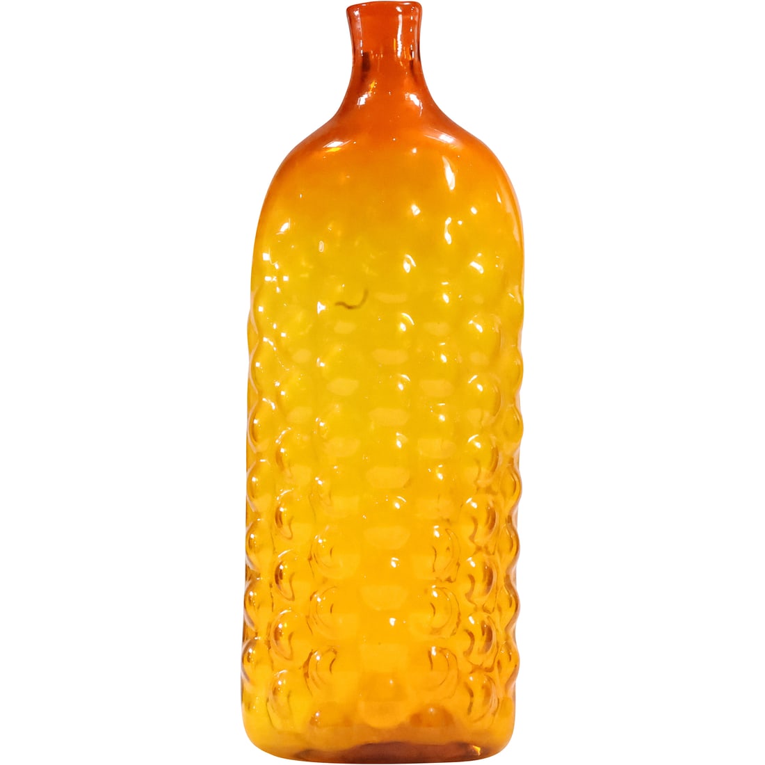 Blenko, Bright Orange Bubble Glass Decanter Bottle 16 inches height (1 of 11)