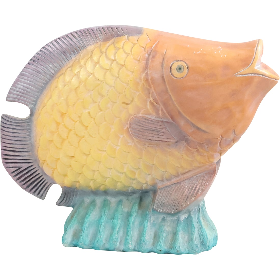 Large Ceramic Colorful Tropical Fish Statue Sculpture 16 inches height x 20 in. length (1 of 16)