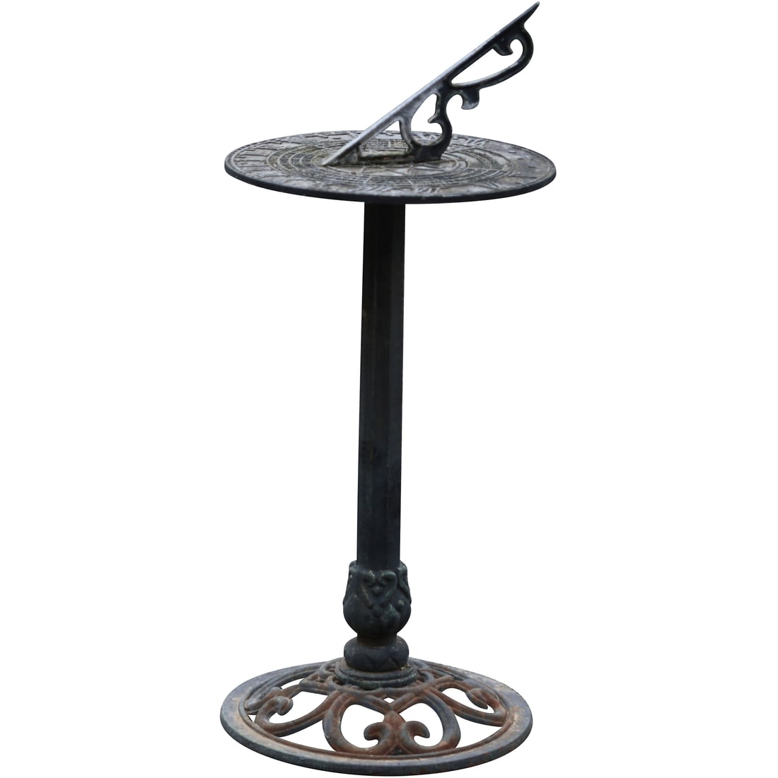 Cast Metal Garden Sundial on Pedestal Base Stand 32 in. height x 14 in. diameter sundial (1 of 19)