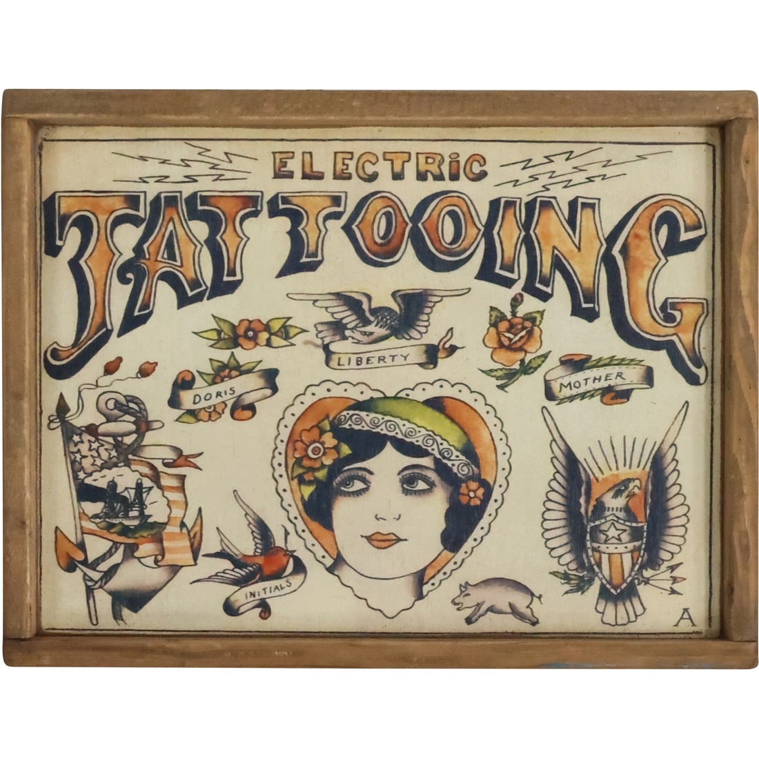 Novelty Printed Wood Sign: ELECTRIC TATTOOING 13.25 inches x 17.5 inches (1 of 20)