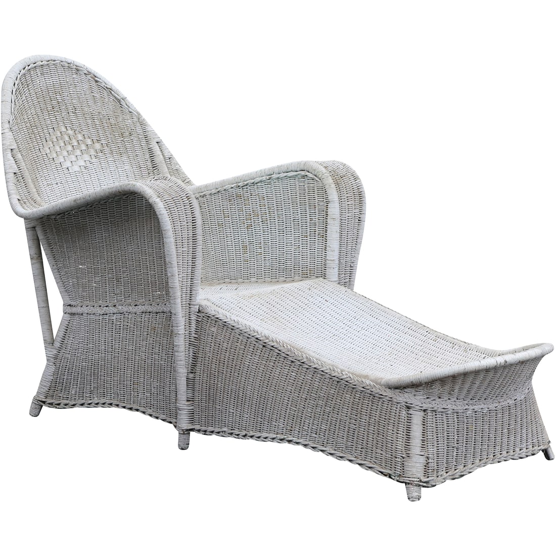 Circa 1920s Stylish Wicker Chaise Lounge Chair 67 inches length (1 of 20)