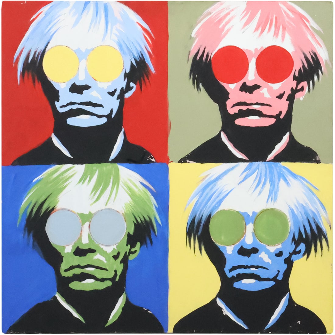 POP-ART 4-Portrait Oil Painting ANDY WARHOL by Luke S; Oil on Canvas Signed on Verso (1 of 20)