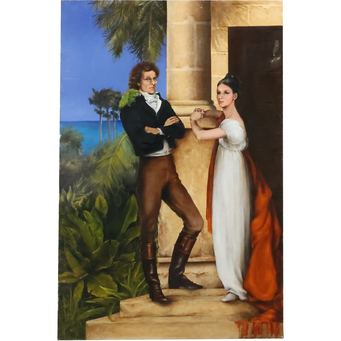 Romantic Courtship Oil on Canvas Painting 36 inches x 24 inches: Romantic Courtship Oil on Canvas Painting 36 inches x 24 inches size: 36 x 24