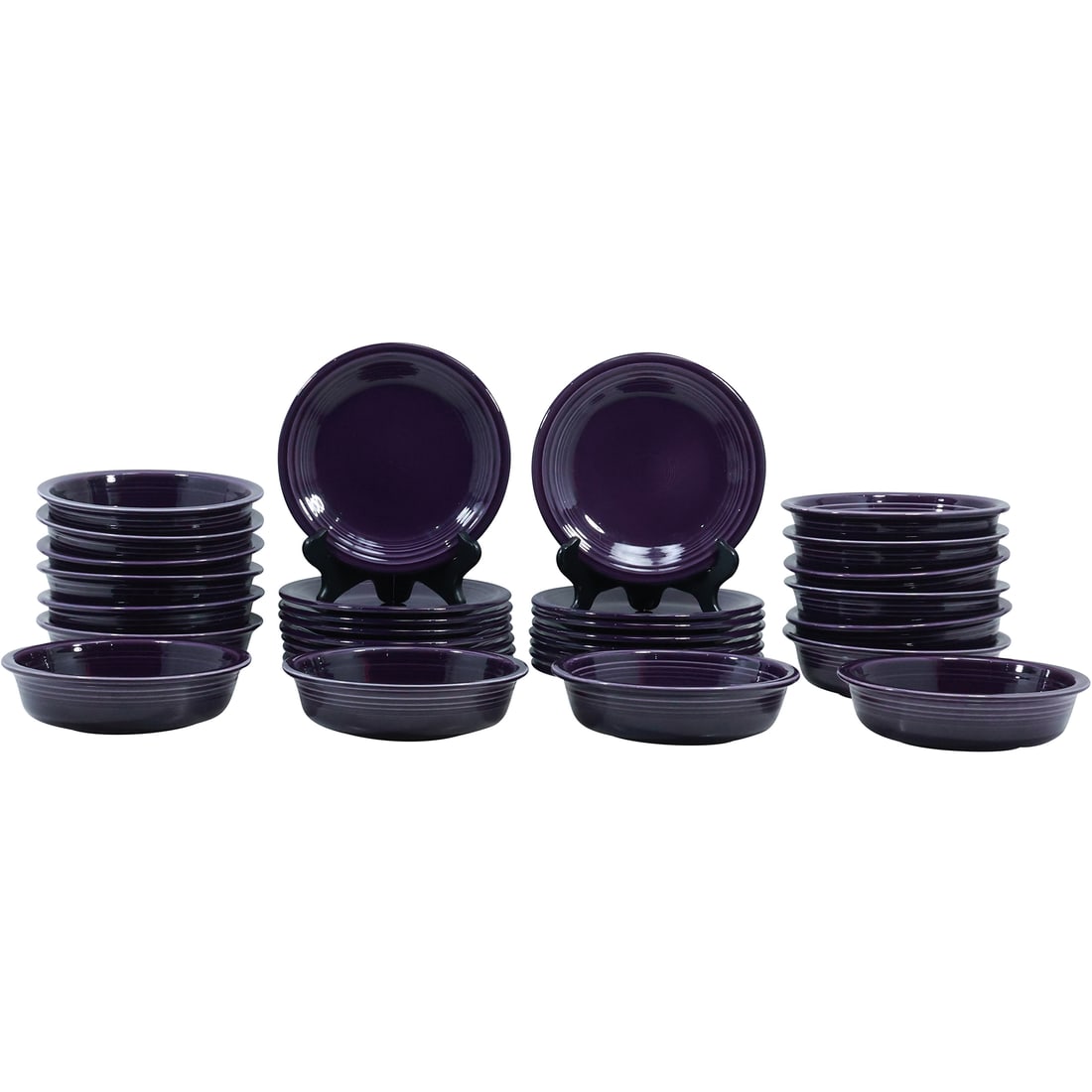 32 Pieces FIESTA Deep Purple Ceramic 16 Bowls 7 in. dia. and 16 Plates 7.25 in. dia. (1 of 20)