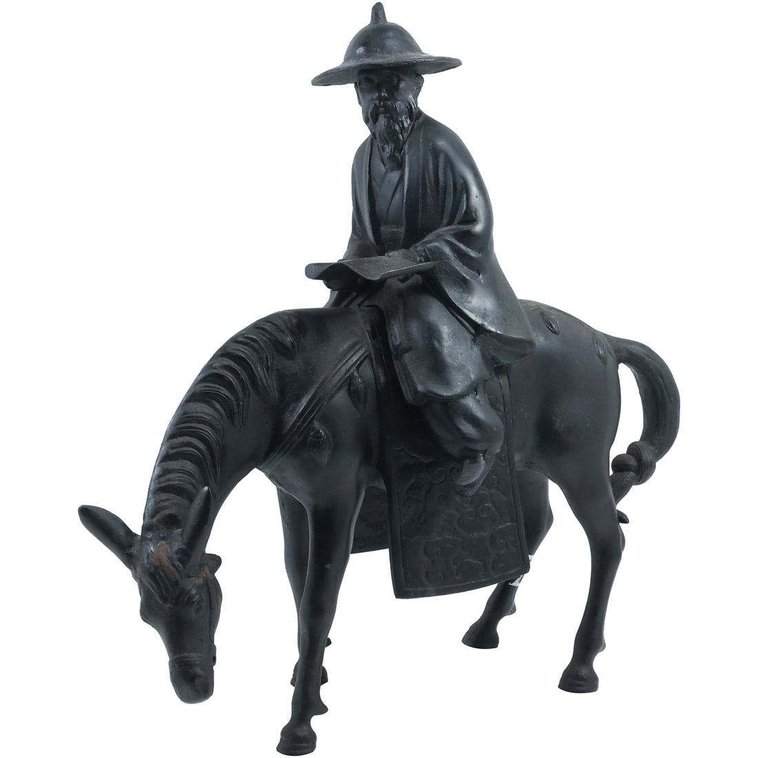 Japanese Cast Iron Statue Toba Rider on His Mule 12.5 inches height x 15.75 in. length (1 of 20)