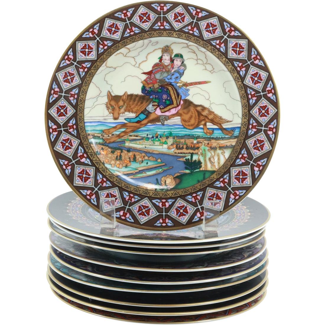 [10] Assorted Fine Porcelain Scenic Russian Cabinet Plates 8.5 inches diameter (1 of 19)