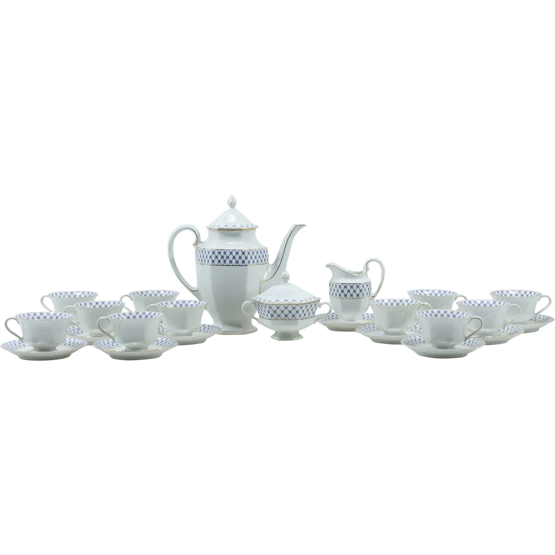 26 Pieces Hutschenreuther Fine Porcelain Tea Set Blue and White (1 of 20)
