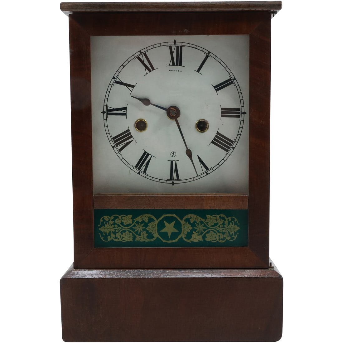 Antique Mahogany Case Mantle Clock with Original Pendulum, Made in U.S.A. 11.75 in. height (1 of 19)