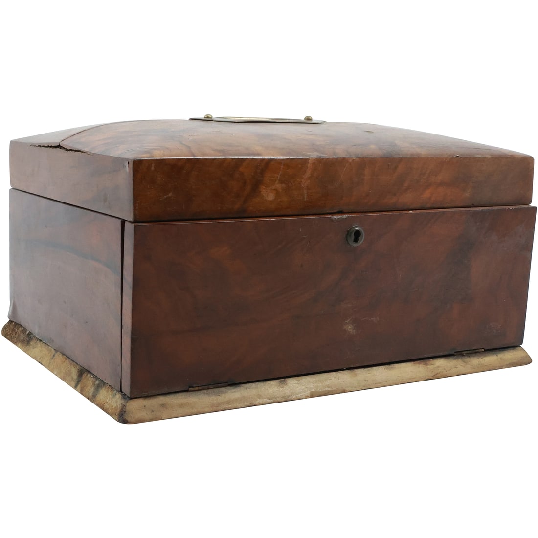 Early 19th C. Circa 1850 Continental Mahogany Wood Jewelry Box Chest Green Velvet Interior (1 of 17)