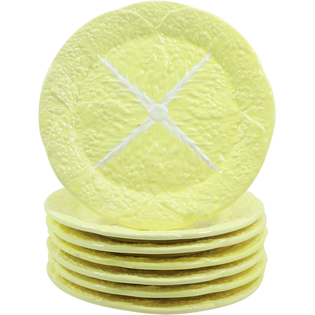 [7] Ceramic Cabbage Leaf Plates in Yellow Glaze 9.25 inches diameter (1 of 20)