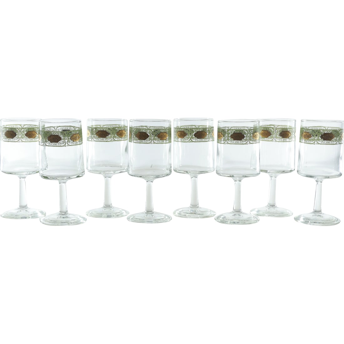 [8] Vintage Culver Glass Stemware Cocktail Glasses - Decorated Band (1 of 13)