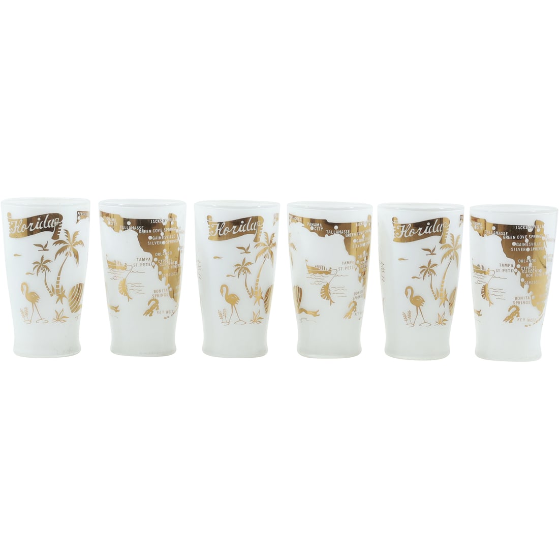 [6] Mid-Century Modern "Florida" Drinking Glasses Barware (1 of 11)
