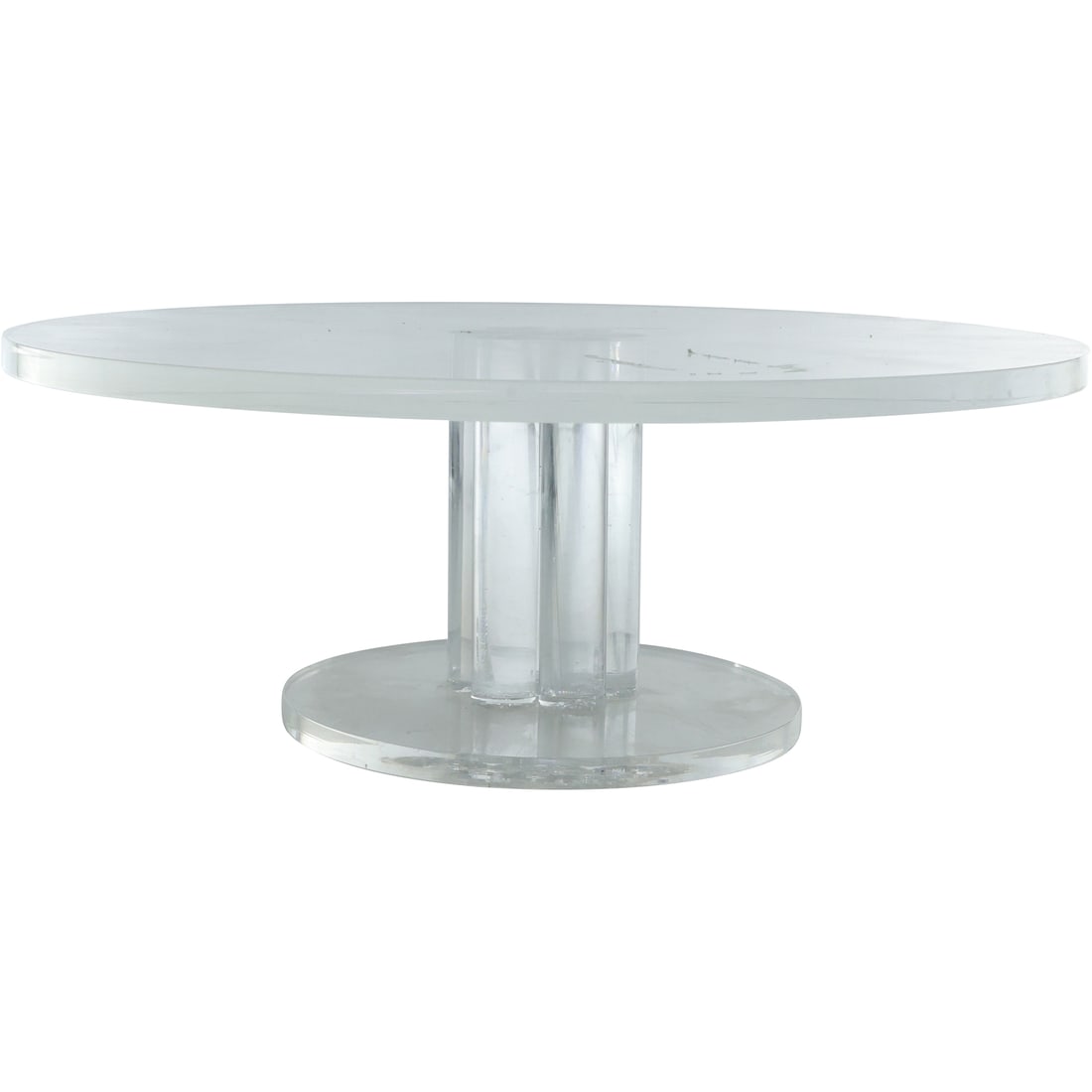 Mid-Century Modern Clear Lucite Round Cake Stand 12 inches diameter (1 of 9)