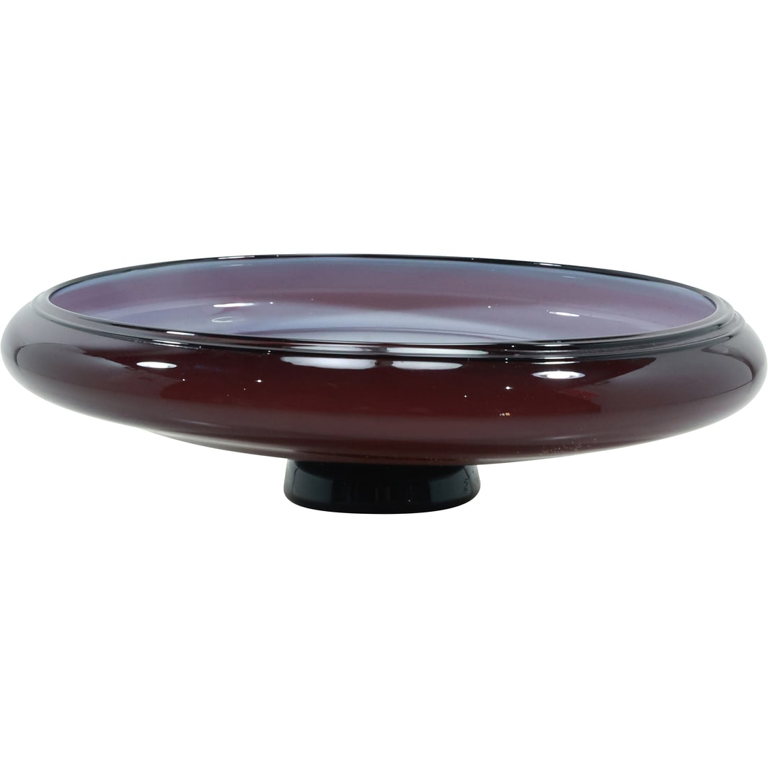 Artist Signed Studio Art Glass Pedestal Base Bowl Deep Purple Amethyst Glass 11.5 inches diameter (1 of 11)
