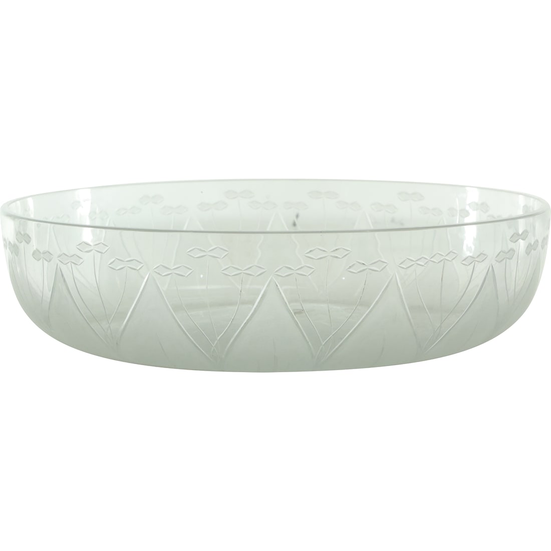 Hungarian Fine Crystal Glass Bowl with Floral Garden Design 9 inches diameter: Hungarian Fine Crystal Glass Bowl with Floral Garden Design 9 inches diameter. size: 2.25 in. x 9 in.