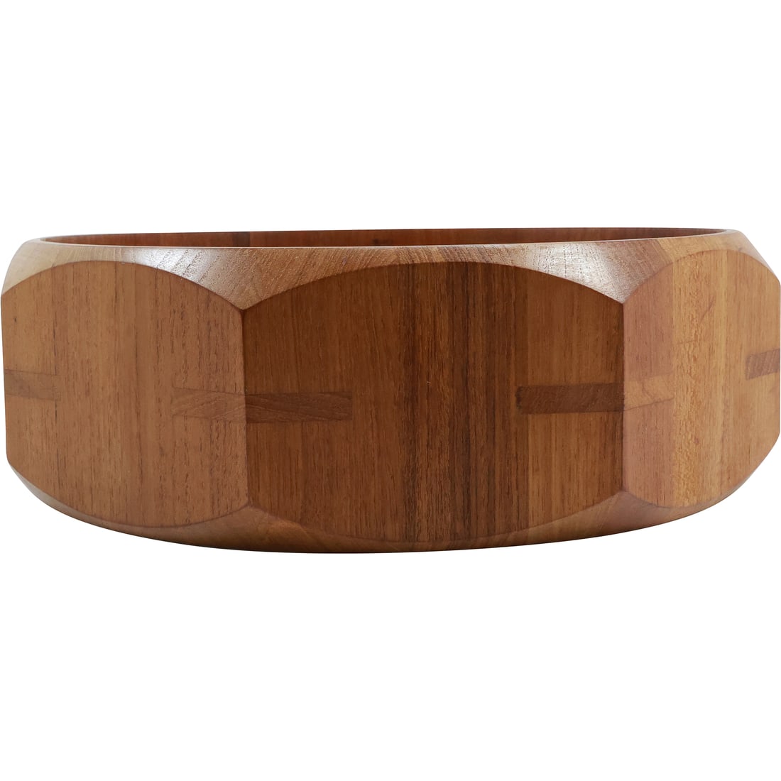 DANSK Octagon Deep Dish Teak Wood Bowl 13 inches diameter x 4.5 inches height (1 of 18)