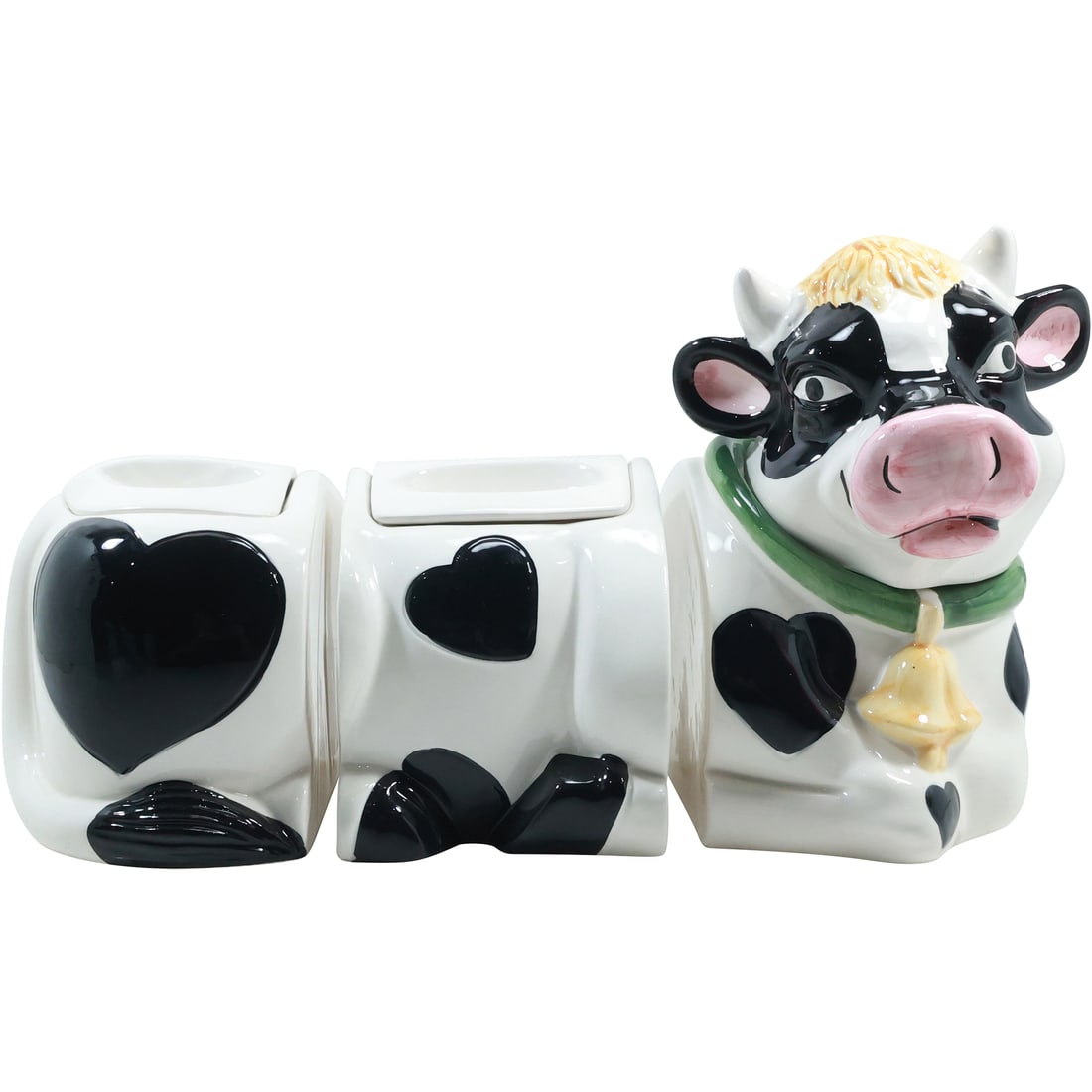 Novelty Ceramic 3 Sectional COW Cookie Jars: Novelty Ceramic 3 Sectional COW Cookie Jars. size: 10.5x7 (head), 6x5.25 (middle), 6x5.25 (end)