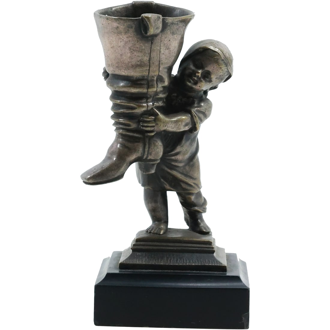 19th C. Victorian Silver Plate Figurative Boy Holding a Boot Stature Sculpture 4.5 inches height (1 of 14)
