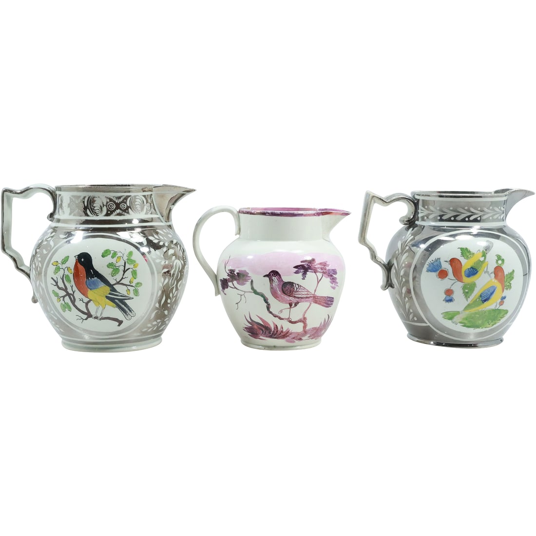 [3] Assorted Lustre Ware Porcelain Pitchers with Birds (1 of 20)