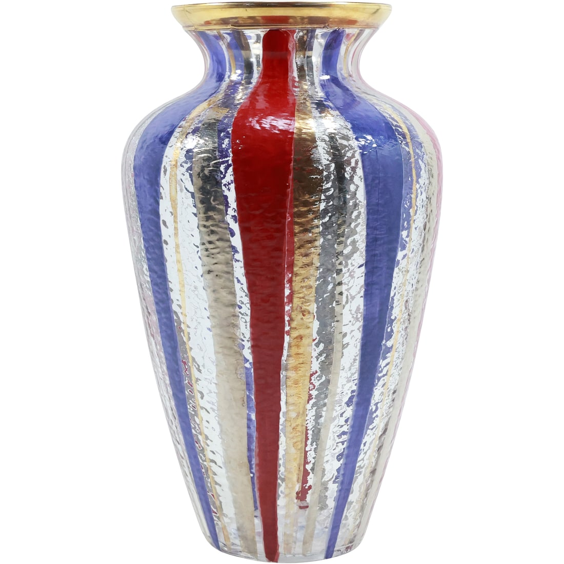 Mid-Century Modern Multicolor Hand Painted Italian Art Glass Vase 12 inches height (1 of 18)