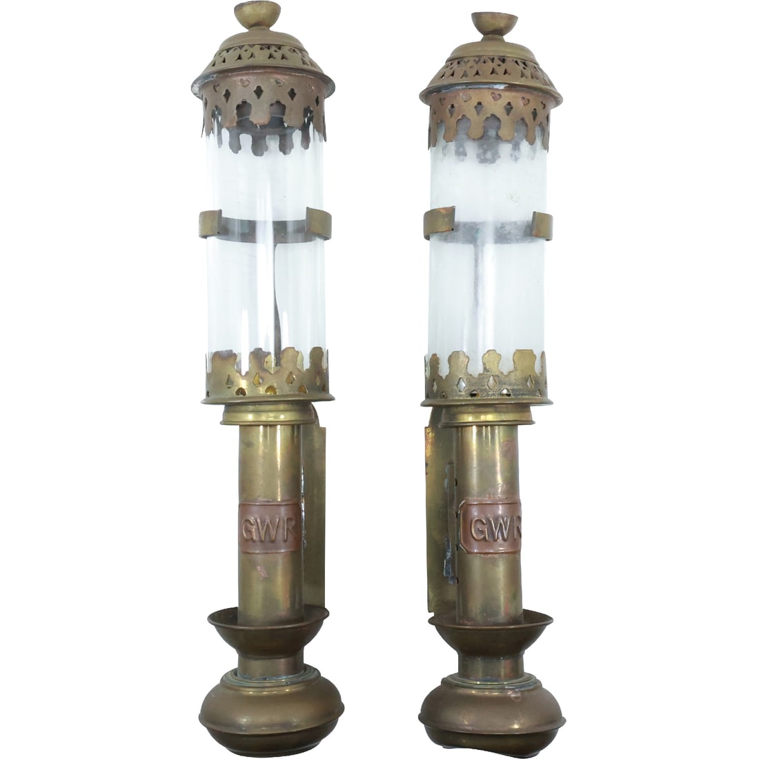 Pair Brass Railway Train Coach Lanterns GWR Great Western Railroad 13.25 inches length (1 of 19)